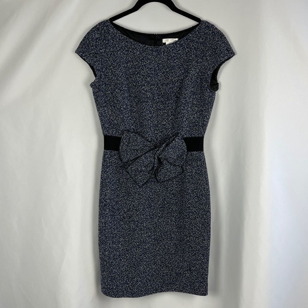 Paula Ka blue tweed dress with bow